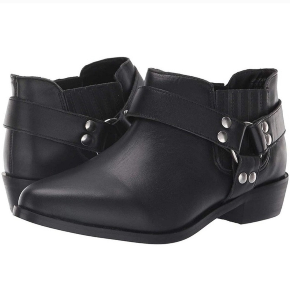 Jane And The Shoe- Lindsey Leather Harness Studded Ankle Booties Size 10